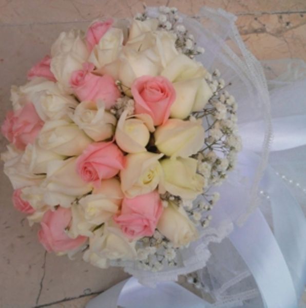 Pembe Beyaz Gelin El Buketi